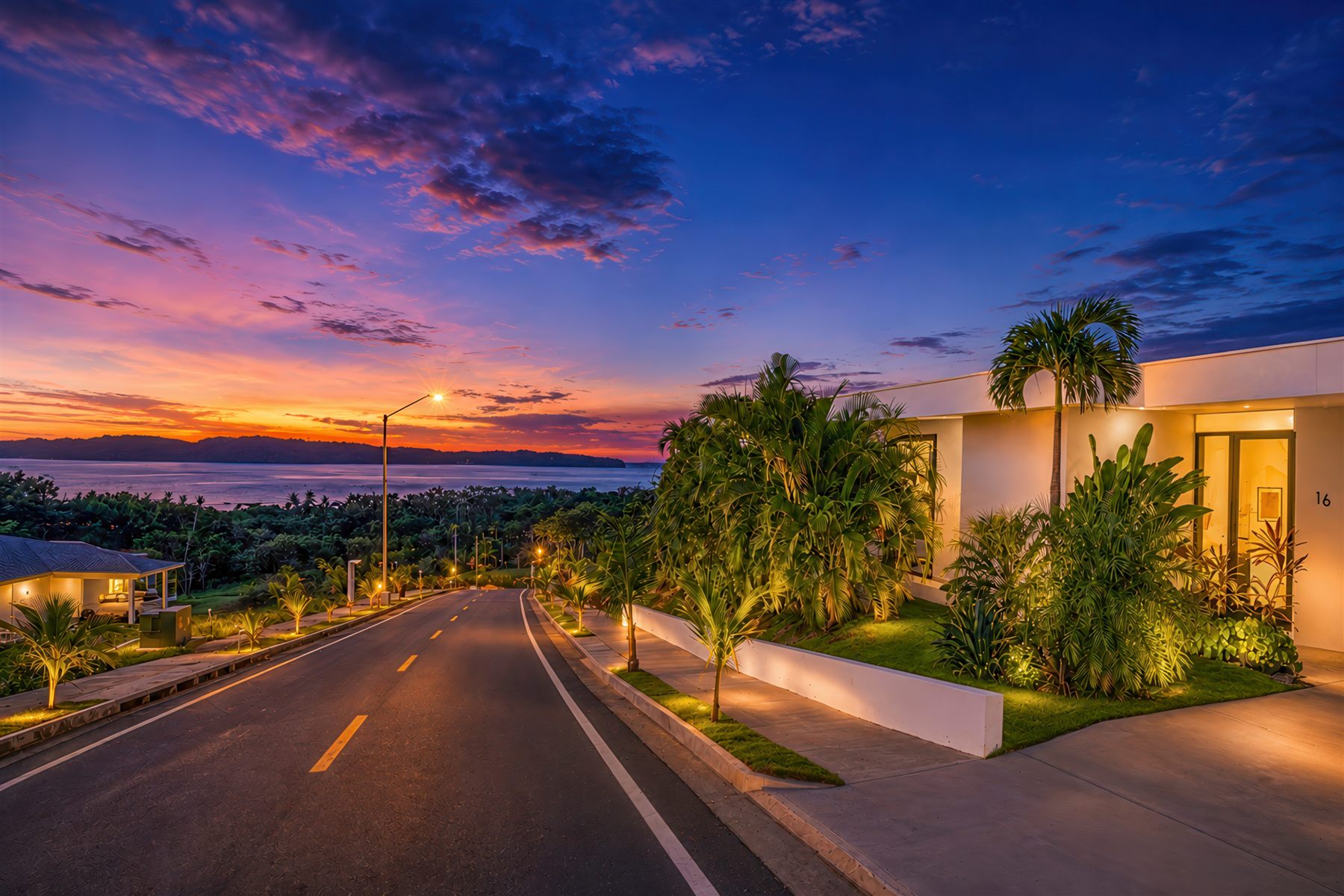 Casa 16 at sunset, overlooking the Gulf of Chiriquí